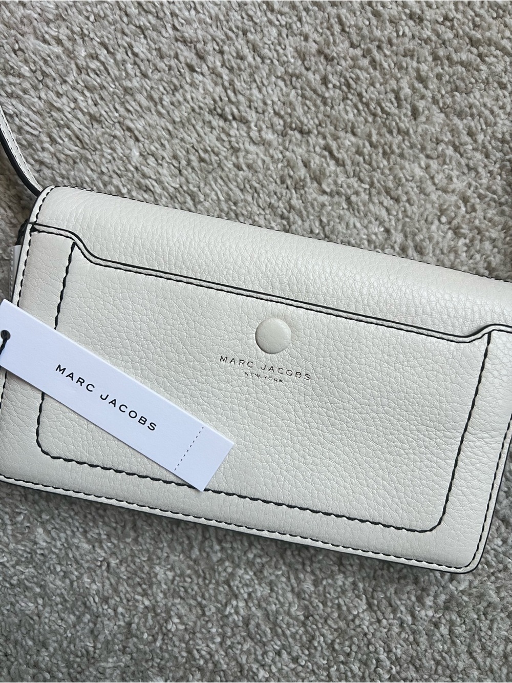 Marc Jacobs White Pebbled Leather Crossbody Wallet